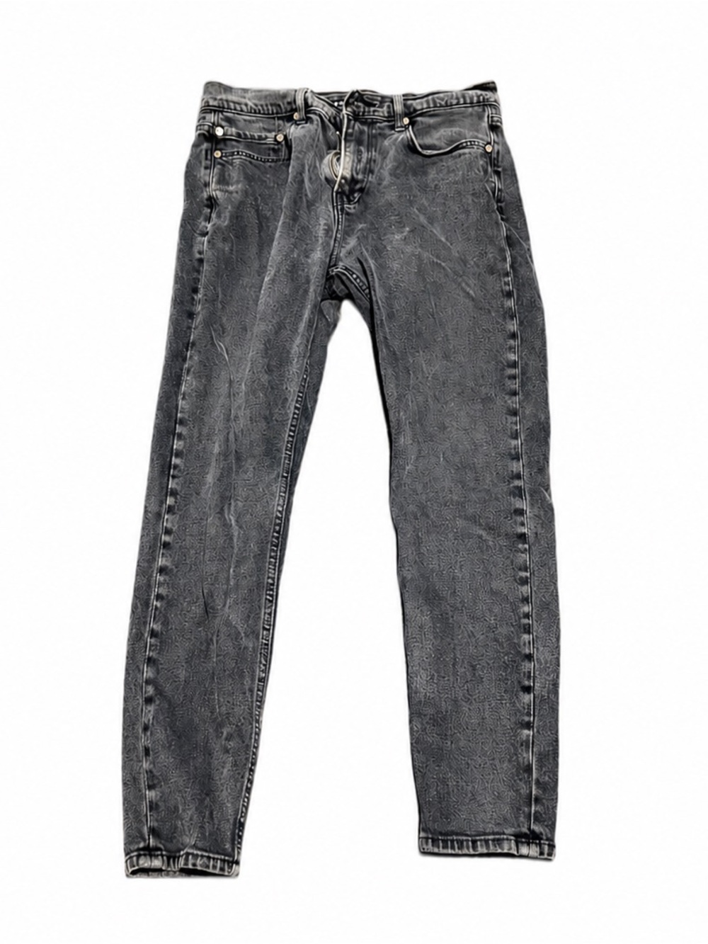 Bouton Skinny Fit Jeans Black Charcoal Wash Size 31 Y2K Grunge